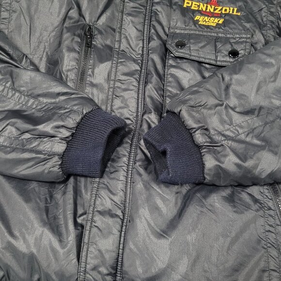 VTG Pennzoil Penske Racing Black Insulated Zip Bomber Puffer Jacket Medium M - Picture 13 of 16